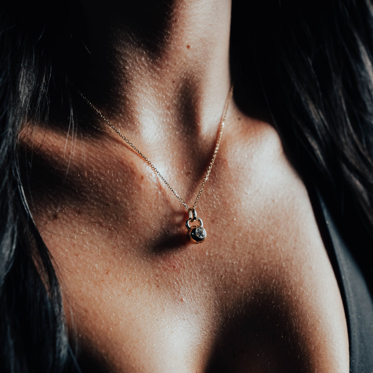 14K gold cable chain worn with the Apollo Pendant
