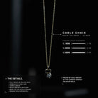 Cable chain details: solid 14K yellow gold, diamond-cut, 18 inch, lobster claw clasp